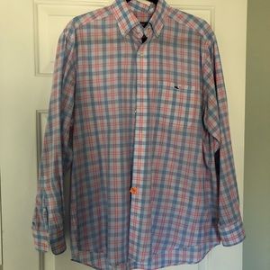 Vineyard Vines medium light pink and blue plaid